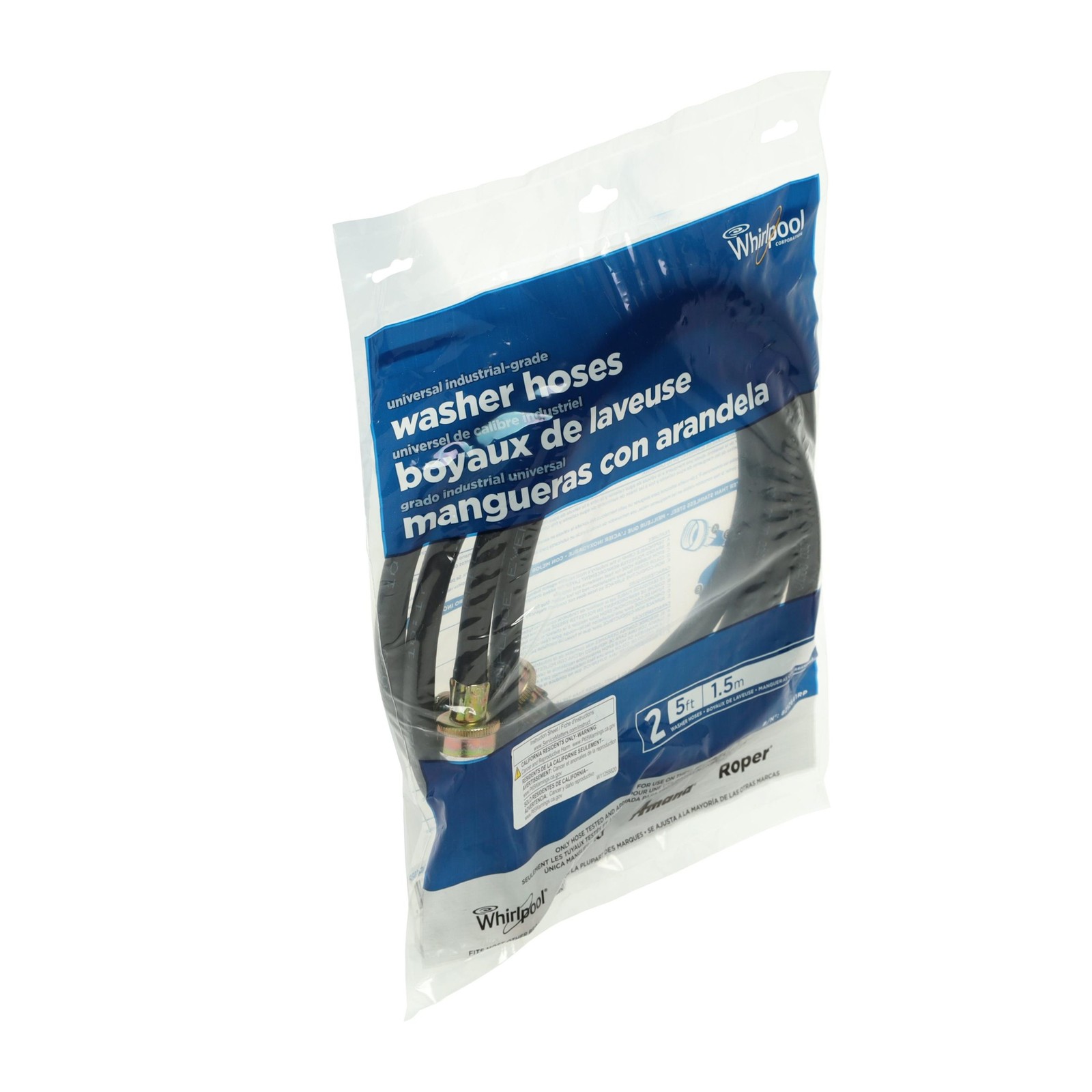 1 of 8212641RP Whirlpool 5' Black Epdm Rubber Washer Hose Kit - 2 Pack OEM Re... - Image 8