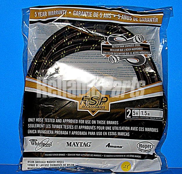 1 of 8212487RP Whirlpool 5' Industrial Grade Nylon Braid Fill Hoses 2 Pack OE... - Image 5