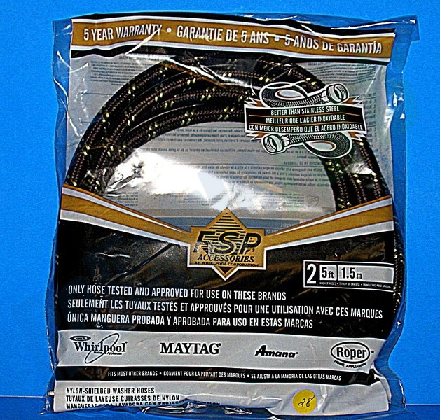 1 of 8212487RP Whirlpool 5' Industrial Grade Nylon Braid Fill Hoses 2 Pack OE... - Image 8