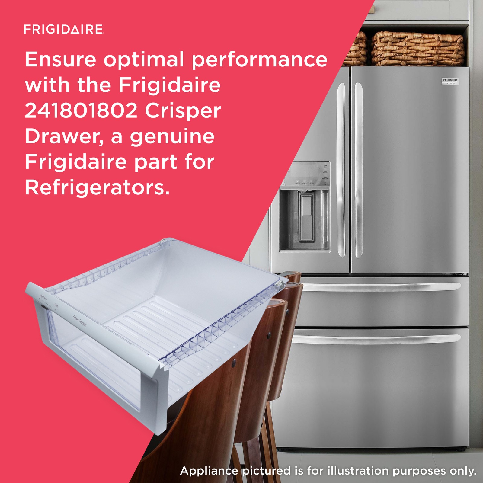 1 of 241801802 Frigidaire Refrigerator Crisper Pan OEM Replacement, NEW FAST ... - Image 7