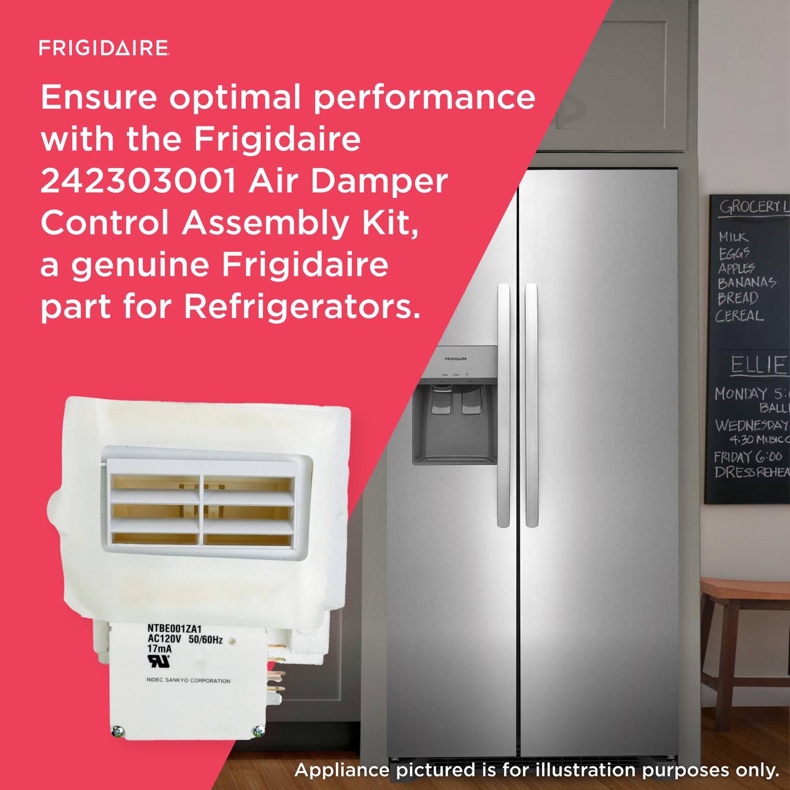 1 of 242303001 Frigidaire Refrigerator Damper Assembly OEM Replacement, NEW F... - Image 6